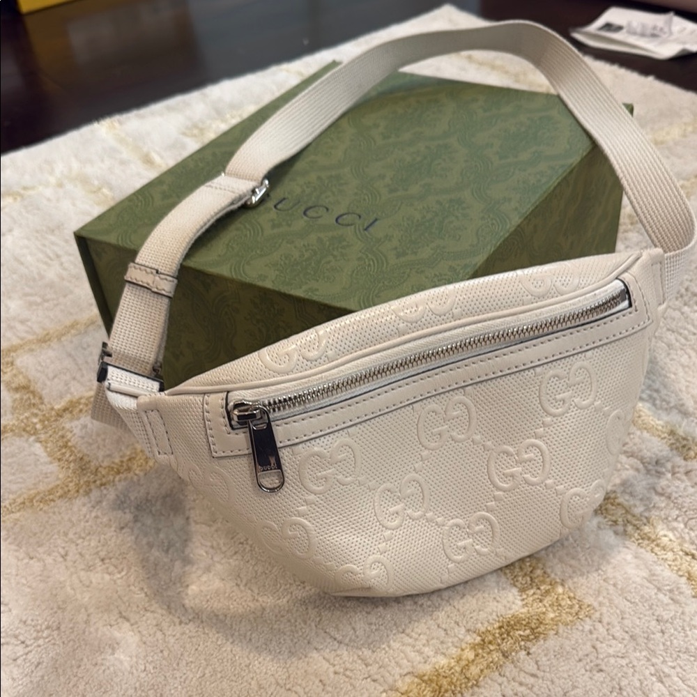 Gucci White Crossbody Bag with Textured Design
